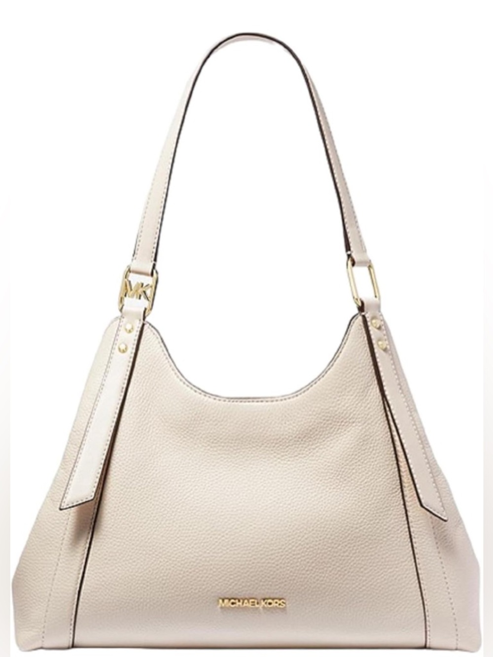 Michael Kors Sold Out Arlo Pebbled Cream Leather Shoulder Tote Bag ,Gold accent
